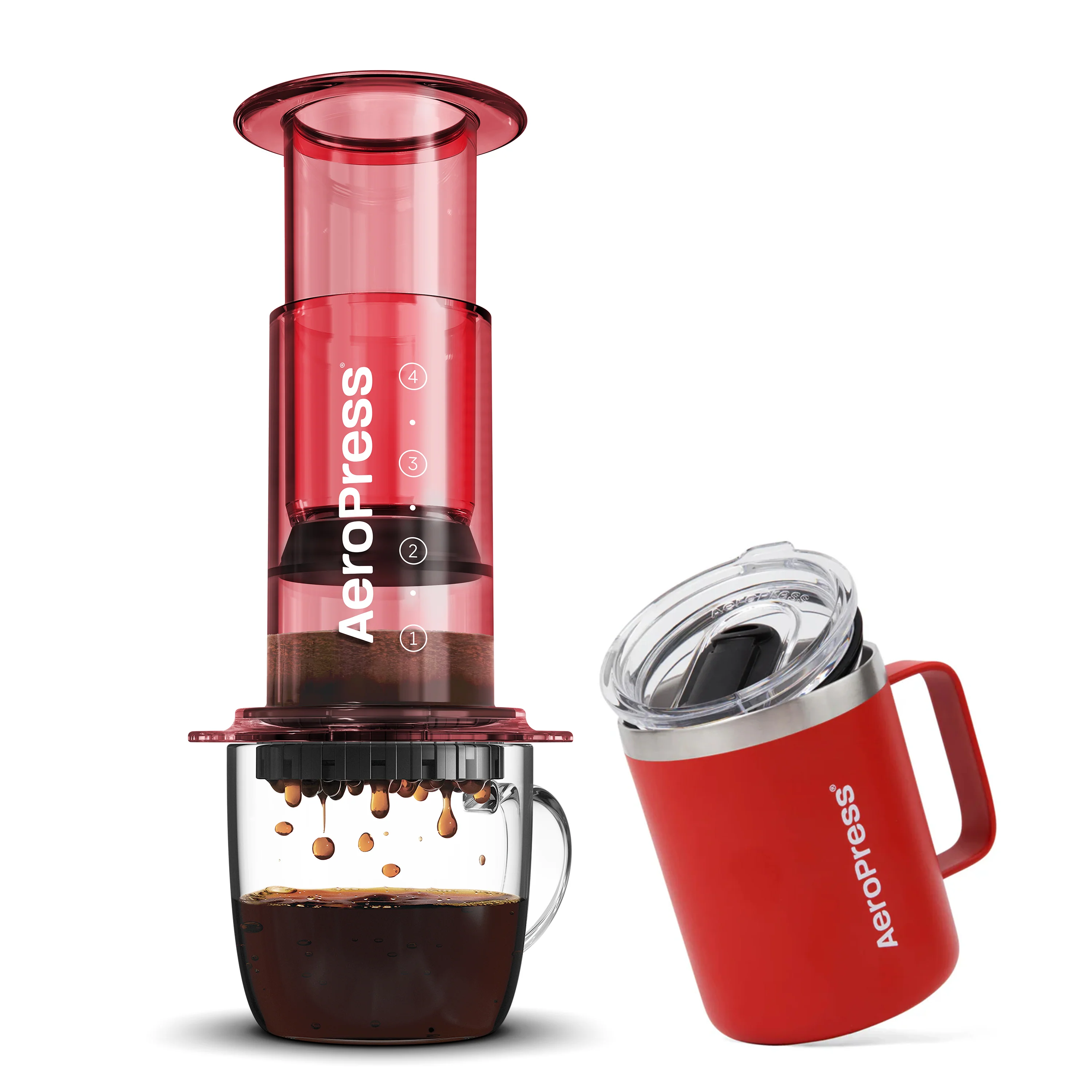 AeroPress Clear Colour Coffee Maker + Travel Mug Bundle - Image 3