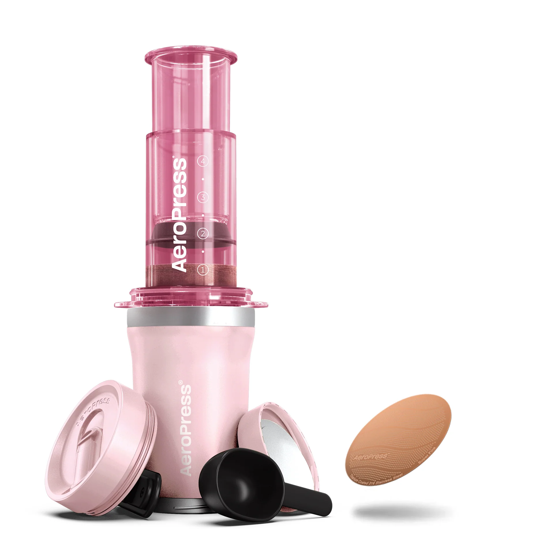 AeroPress Go Plus Travel Coffee Maker + Gold Tone Super Fine Filter Bundle - Image 3